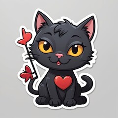 Little Cupid Cat Valentine's Day Graphics: Black Kitten with Heart Arrows