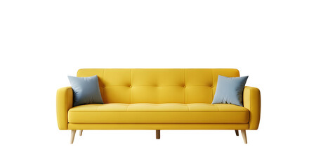 Yellow sofa furniture png isolated on transparent background living room elements
