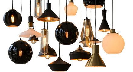 Modern hanging lamps isolated on transparent background png