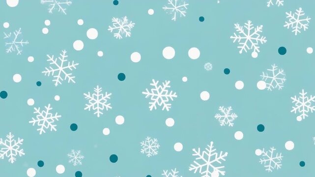 Cute winter pattern video with snowflake and dot motif, pastel blue and white palette