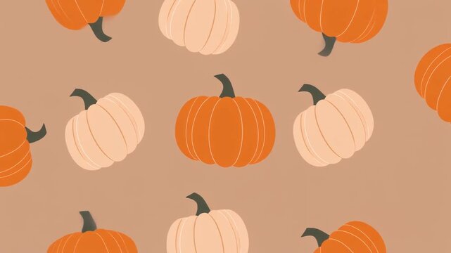 Cute cozy pattern video with pumpkin-like abstract motif, warm pastel colors, slow playful