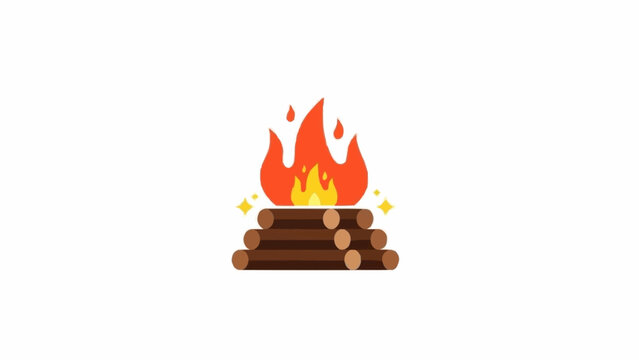 Campfire Flames Burning Brightly on Logs.
