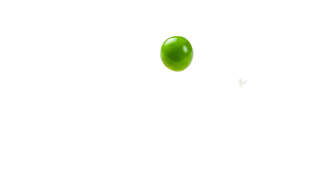 Single Green Pea Floating Isolated on Transparent Background Macro Shot