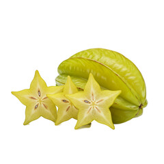 Star Fruit Carambola Isolated Yellow Background Healthy Food