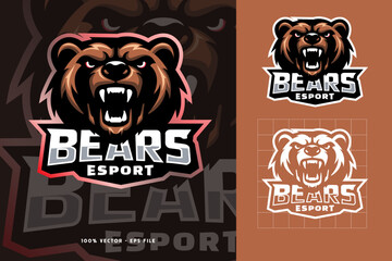 Bears Esport Logo Mascot Vector © bendicreative