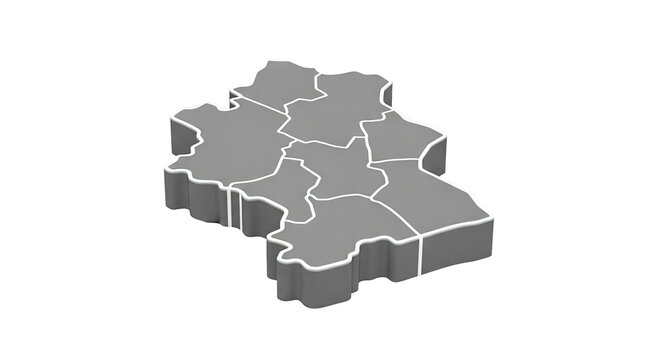3D Map of Bavaria Divided into Regions