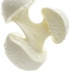 Stretching White Mozzarella Cheese Dairy Food Isolated Transparent Background