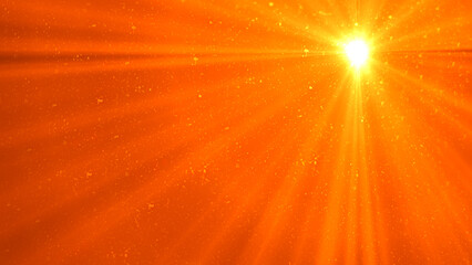 A gold frame on an orange background with orange glitter and sparkle stars