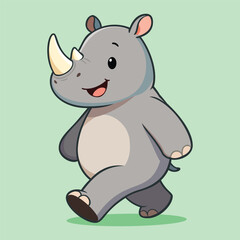Fototapeta premium cartoon rhino mascot logo design vector