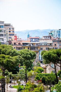 Buildings seen from Pyramid of Tirana, Albania, vertical format