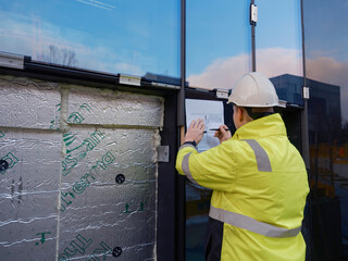 Large mobile crane at construction site, heavy lifting equipment for building project © Victor