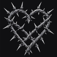 vector image of barbed wire resembling a heart shape