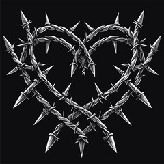 vector image of barbed wire resembling a heart shape