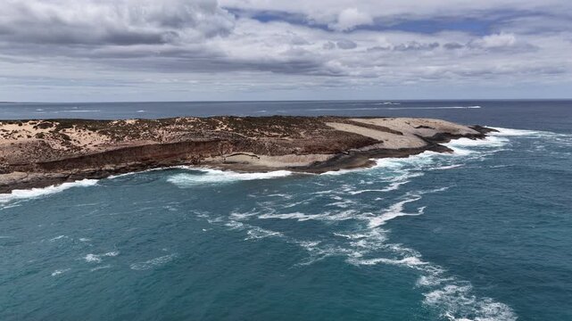 Penong, South Australia &ndash; 4k aerial drone footage of Long Beach, Cactus Beach, coastal sand dunes, salt lakes, limestone cliffs and Southern Ocean shoreline