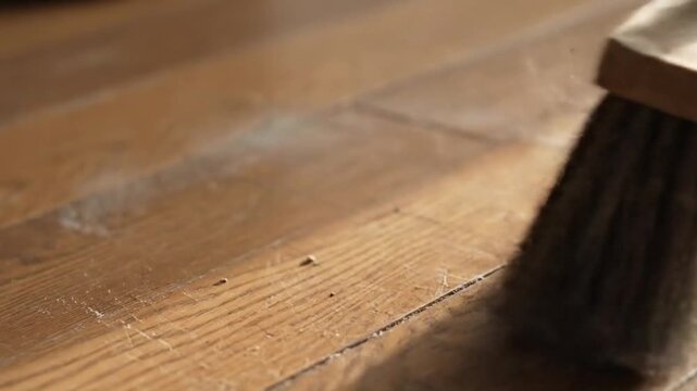 Broom Sweeping Dust on Floor, Everyday Home Cleaning