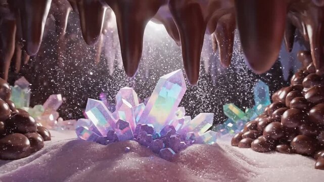 Enchanted Crystal Cave: A mesmerizing journey through a colorful crystal cavern