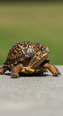 Obraz premium Eastern Box Turtle in Focus - A Detailed Wildlife Portrait.
