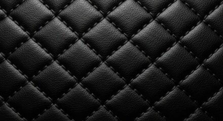 Fototapeta premium Elegant Black Quilted Leather Texture for Luxurious Backgrounds.