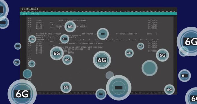 Bubble spawn starting Terminal updating blue bubbles drifting and obscuring code showing data flow