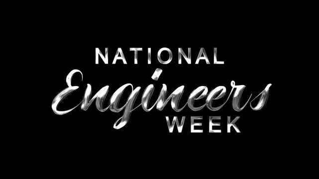 National engineers week text animation in silver, suitable for engineering related promotions, social media posts, website banners, and digital presentations.