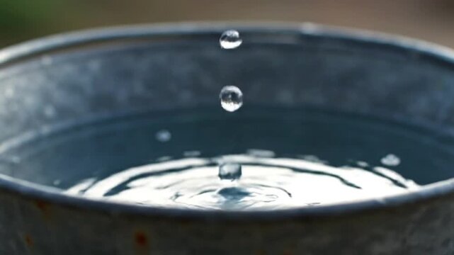 Water Dripping into Bucket, Household Water Collection