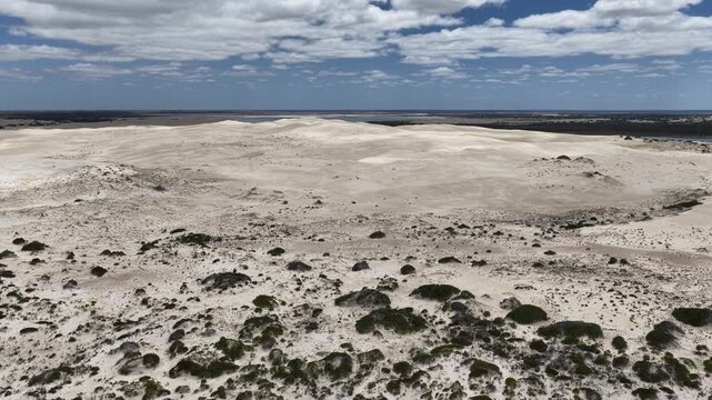 Penong, South Australia &ndash; 4k aerial drone footage of Long Beach, Cactus Beach, coastal sand dunes, salt lakes, limestone cliffs and Southern Ocean shoreline