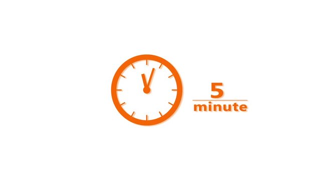 Counting 9 minutes timer clock animation. Clock timer animation. Clock timer on white background.
