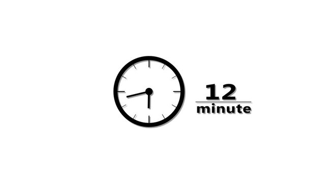 Counting 47 minutes timer clock animation. Clock timer animation. Clock timer on white background.