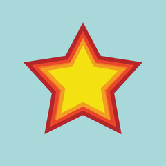 A five-pointed star with an orange gradient on a sky-blue background