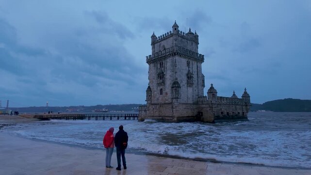 The Tagus River waterfront. The iconic monument represents Portugal maritime history and the Age of Discoveries.