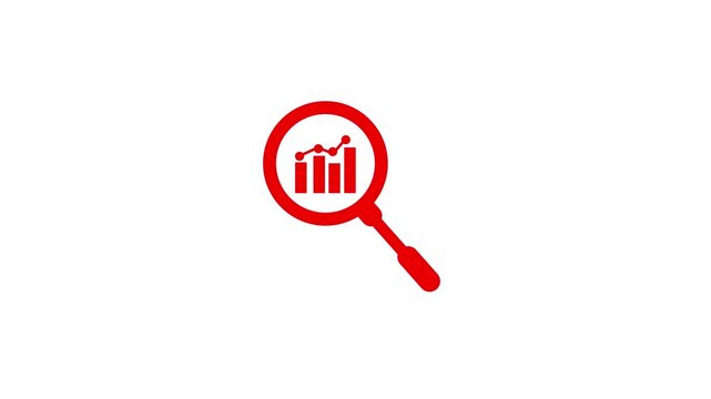 Business growth concept animation magnifying glass with data analysis icon