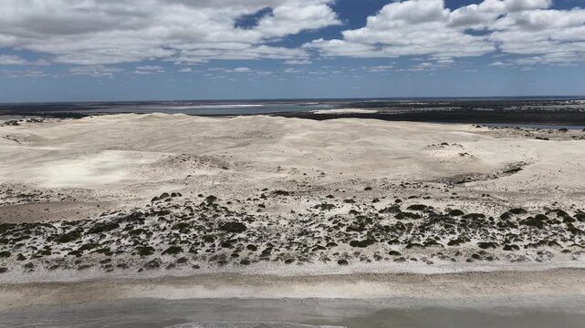Penong, South Australia &ndash; 4k aerial drone footage of Long Beach, Cactus Beach, coastal sand dunes, salt lakes, limestone cliffs and Southern Ocean shoreline
