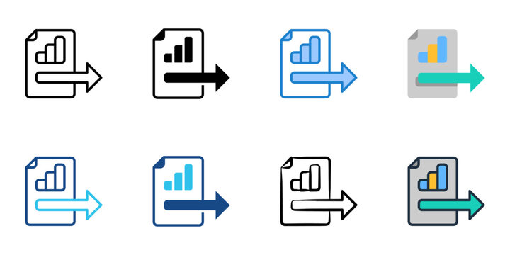 Report export icons set multiple style collection. Editable stroke 
