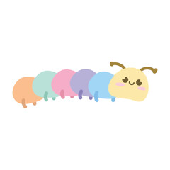 Cute Colorful Caterpillar Illustration, Kawaii Pastel Insect Vector, Simple Flat Bug Character for Kids Education and Nursery D&eacute;cor