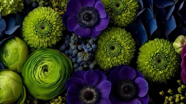 Vibrant floral arrangement with colorful blooms and lush greenery