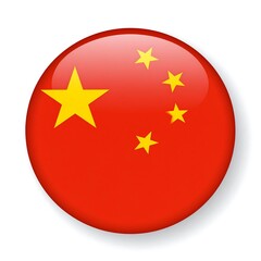 A glossy, circular badge showcasing the flag of a prominent East Asian nation