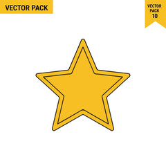 Obraz premium A stylized illustration of a golden star with black outlines, isolated