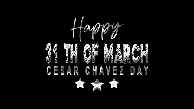 Celebration of cesar chavez day on march 31st with a festive design against a sleek black background. Perfect for event promotions.