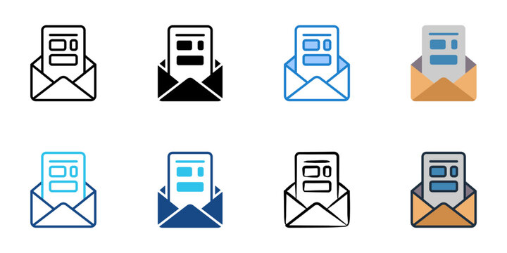 Email templates icons set multiple style collection. Editable stroke 

