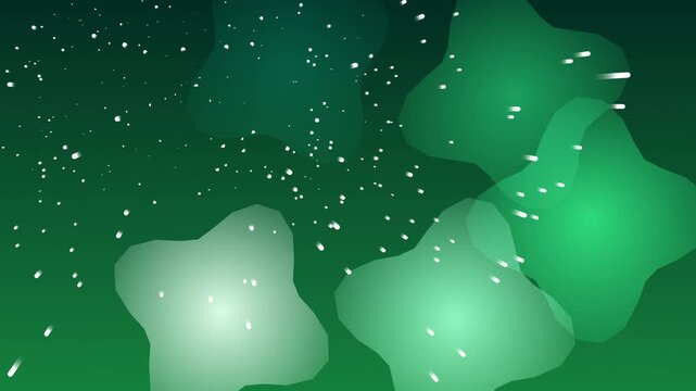 Dynamic green abstract shapes with glow and particles in motion