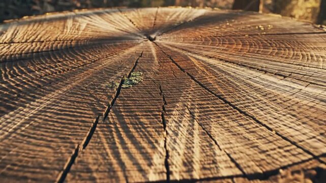 Tree Stump Rings Texture Close-Up, Natural Wood Grain Pattern, Forest Background