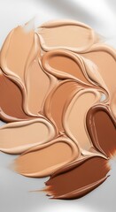 Fototapeta premium Swirls of foundation in various shades on white background