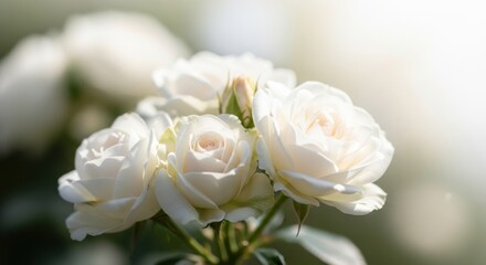 Elegant White Roses in Full Bloom - A Floral Masterpiece.