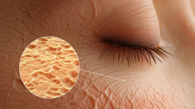 3D Human Skin Cross Section with Collagen and Cells Illustration 7
