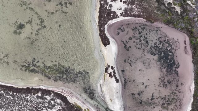 Blue Lake, Penong, South Australia &ndash; 4k aerial drone footage of salt lakes, beaches, coastal sand dunes, limestone cliffs and Southern Ocean shoreline