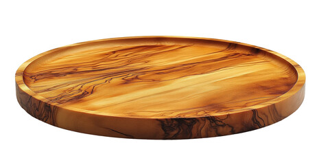 Obraz premium Round Wooden Tray with Natural Olive Wood Grain