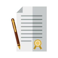 Vector image of a contract document agreement icon and a ballpoint pen symbolizing a law firm in transparent PNG format