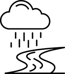 Cloud with rain and river illustration