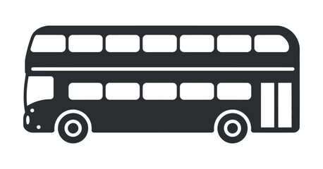 Simple black silhouette of a classic double decker bus side view © MOHAMMAD