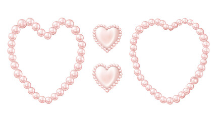 A beautiful set of pink pearl jewelry on transparent background